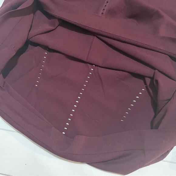 Athleta Martin‎ Burgundy Red Purple Perforated Athletic Workout Long Sleeve M - Picture 6 of 9